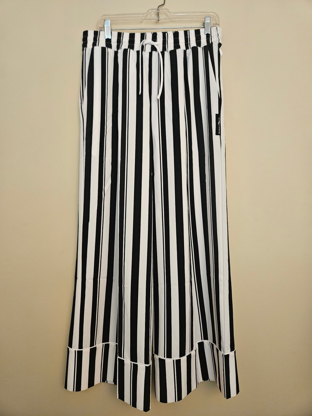 3.1 Phillip Lim Black & White Vertical Stripe Wide-Leg Maxi Pants